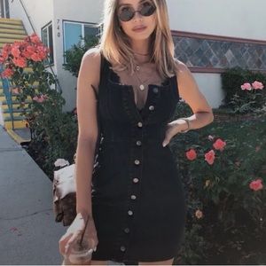 Urban Outfitters Button Front Denim Mini Dress Size 4, black denim